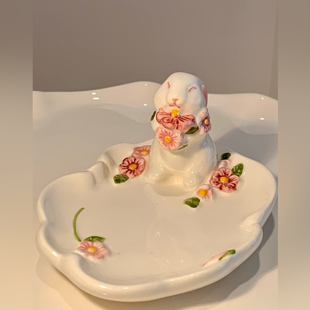 Floral Bunny Trinket Dish